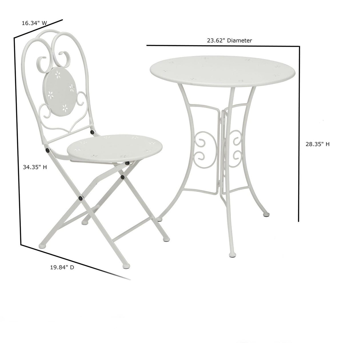 COSCO OUTDOOR LIVING INTELLIFIT 3 PIECE BISTRO PATIO SET, WHITE Dorel