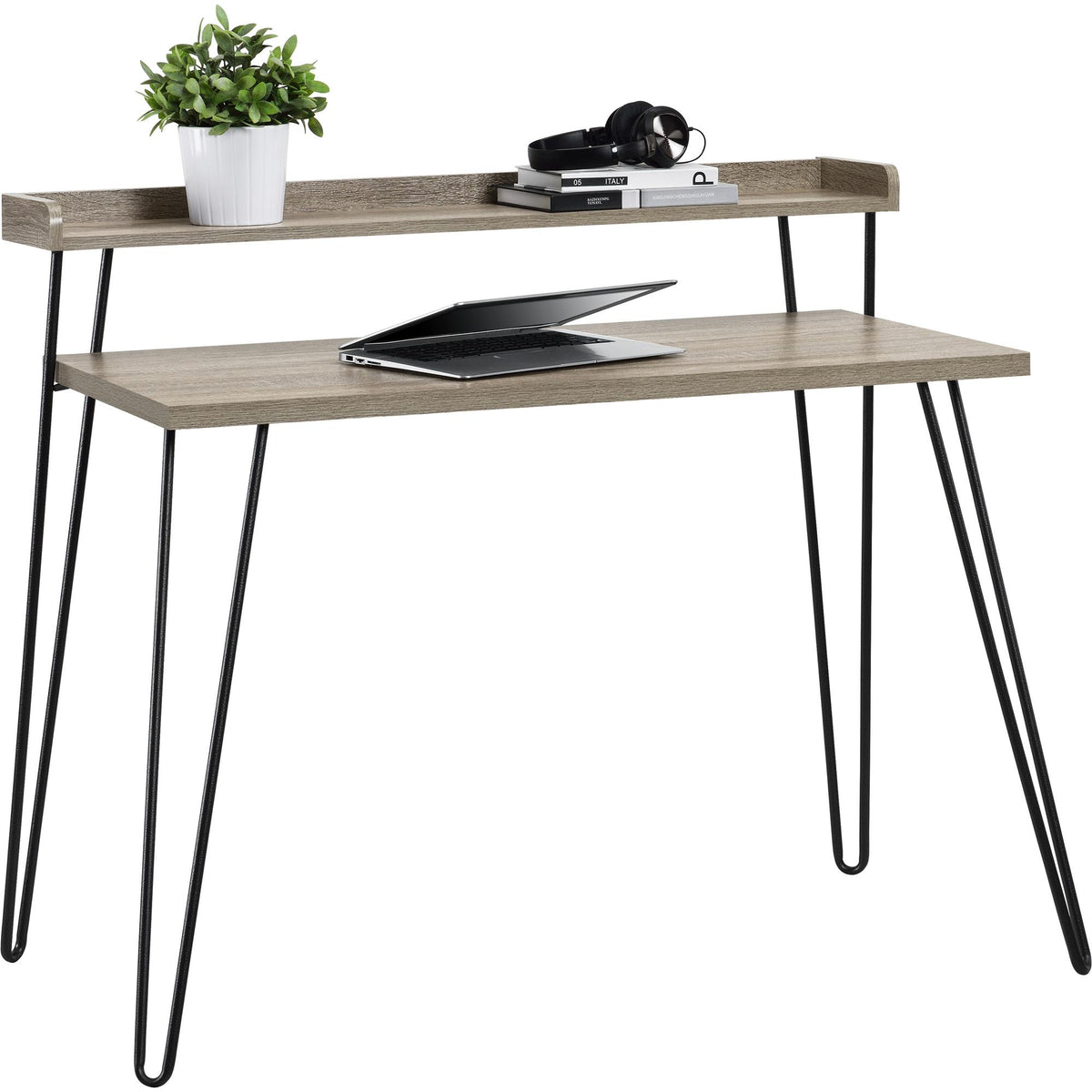 Retro desk outlet with riser