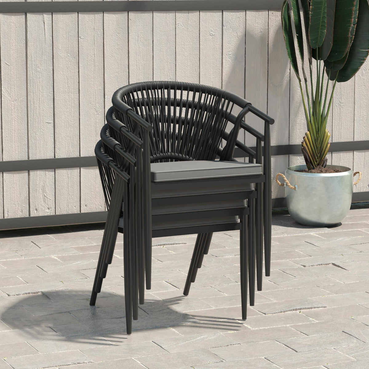 COSMOLIVING (UK) Circi Dining Chairs 4PK Black and Charcoal Dorel