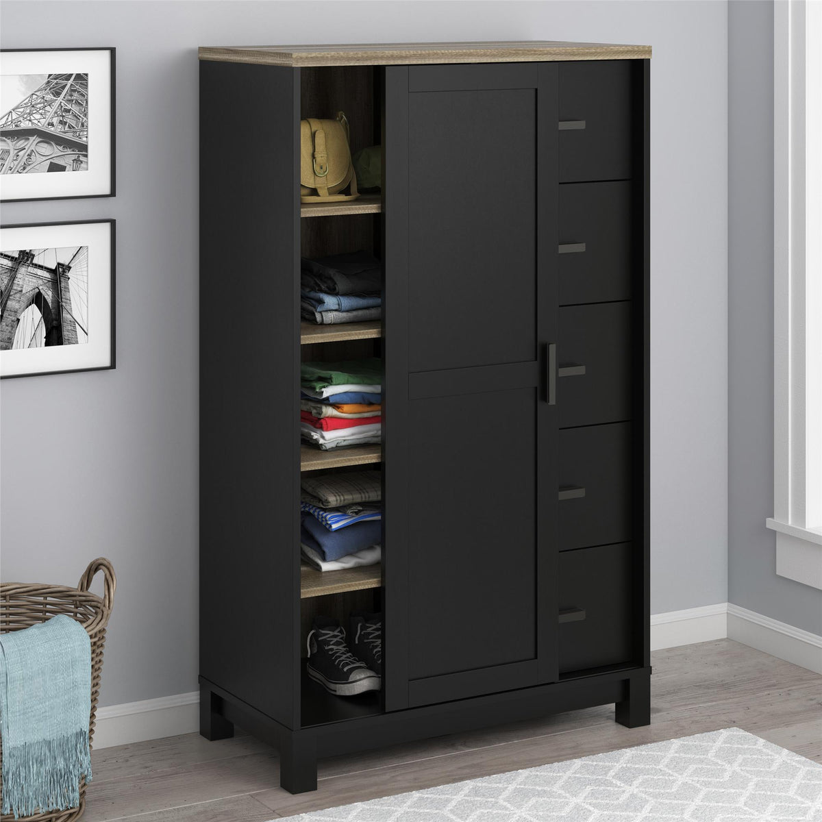 Black gentleman's chest of drawers discount