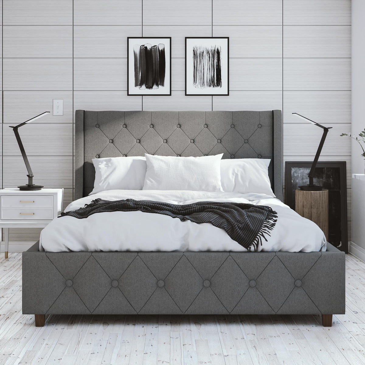 Cosmopolitan mercer shop upholstered bed