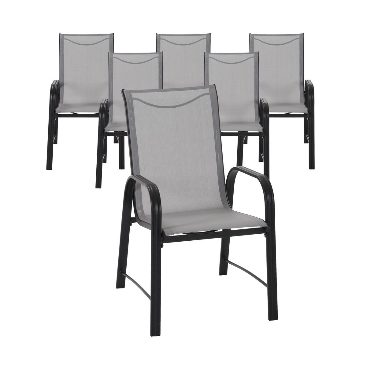 COSCO UK Paloma Patio Dining Chairs 6PK Dark Grey Dorel Home Europe