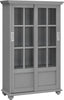 AARON LANE BOOKCASE WITH SLIDING GLASS DOORS, GRAY  - Gray - N/A