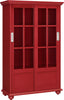 AARON LANE BOOKCASE WITH SLIDING GLASS DOORS, RED - Red - N/A