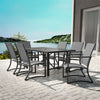 COSCO OUTDOOR FURNITURE, 7 PIECE PATIO DINING SET, STEEL, LIGHT GRAY SLING - Charcoal - N/A