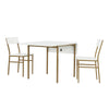 COSMOLIVING MERCER DINING TABLE & CHAIR SET, WHITE, SOFT BRASS - Brass - N/A