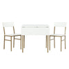 COSMOLIVING MERCER DINING TABLE & CHAIR SET, WHITE, SOFT BRASS - Brass - N/A