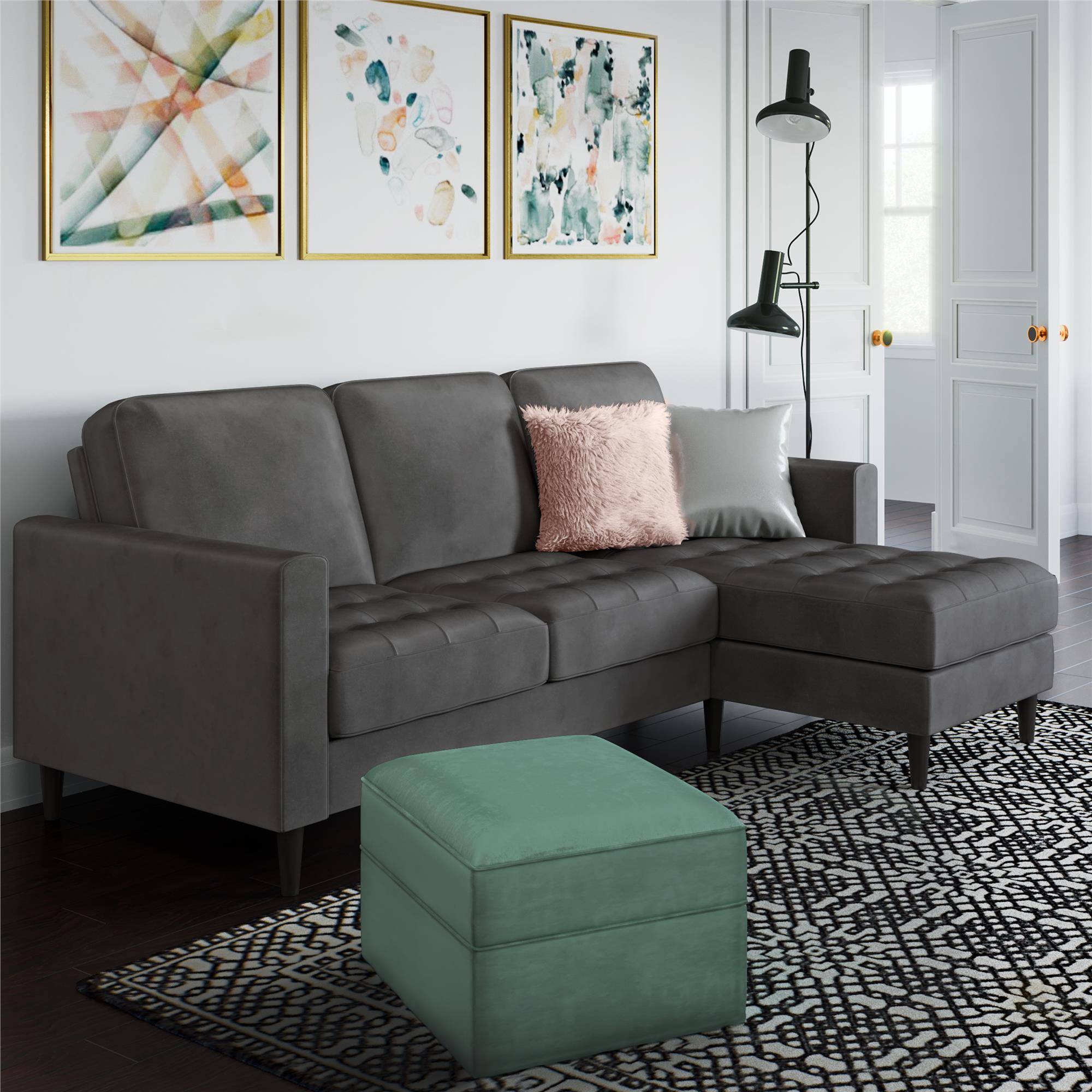 COSMOLIVING STRUMMER REVERSIBLE SECTIONAL SOFA GREY Dorel Home Europe