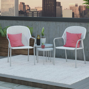 COSMOLIVING NEESA 4 PIECE PATIO SET WITH NESTING TABLES - White / Grey - N/A