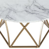 COSMOLIVING ELLE ROUND DINING ROOM TABLE, WHITE FAUX MARBLE AND GOLD - Faux Marble - N/A