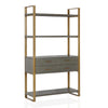 COSMOLIVING ALFIE METAL BOOKCASE ÉTAGÈRE WITH STORAGE DRAWERS, GRAY - Gold - N/A