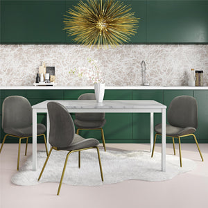COSMOLIVING GRETA 60” DINING ROOM TABLE, WHITE - Faux Marble - N/A