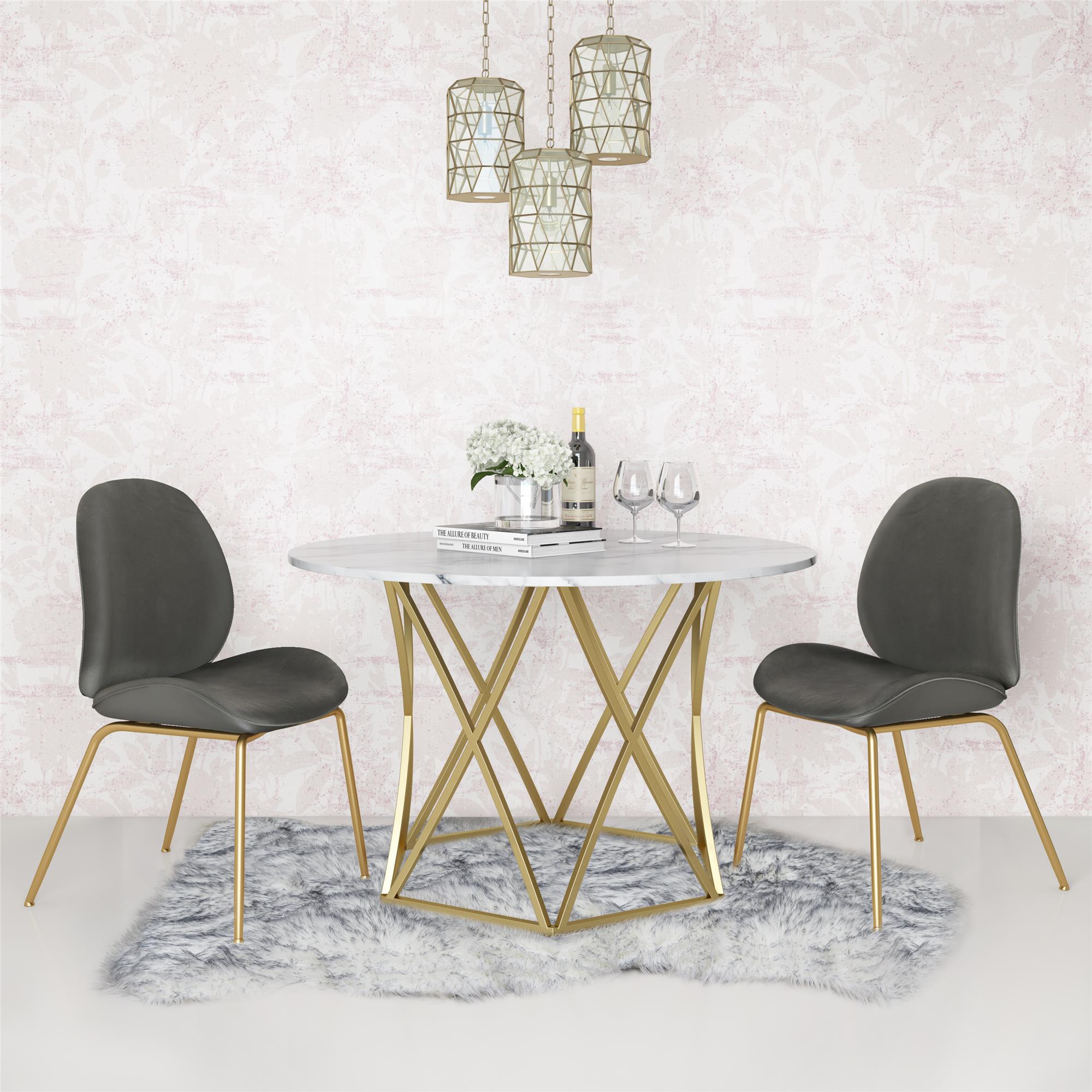 COSMOLIVING US Elle Round Dining Table Faux Marble Dorel