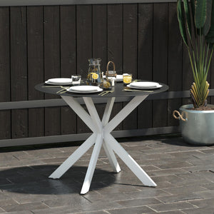 COSMOLIVING (UK) Circi Dining Glass Table Black and White - White - N/A
