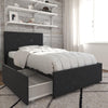 NOVOGRATZ (UK)  Kelly Bed with Storage Dark GRY Linen Single UK - Dark Gray Linen - N/A