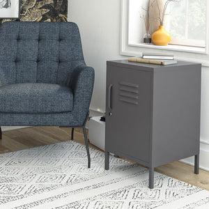 QE Bradford Metal Locker End Table Grey - Graphite Grey - N/A