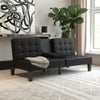 QE Adalynn Convertible Futon Black Faux Leather - Black - N/A