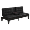 QE Adalynn Convertible Futon Black Faux Leather - Black - N/A