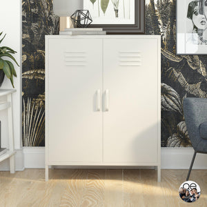 QE Bradford 2 Door Metal Storage Cabinet Taupe  - Taupe - N/A
