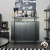 QE Wainwright Bar Cabinet Black Oak - Black Oak - N/A