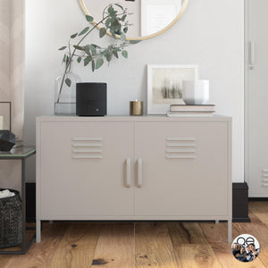 QE Bradford 2 Door Metal Accent Cabinet Taupe  - Taupe - N/A