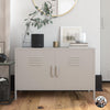 QE Bradford 2 Door Metal Accent Cabinet Taupe  - Taupe - N/A