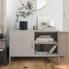 QE Bradford 2 Door Metal Accent Cabinet Taupe  - Taupe - N/A