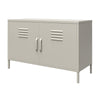 QE Bradford 2 Door Metal Accent Cabinet Taupe  - Taupe - N/A