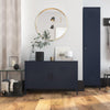 QE Bradford 2 Door Metal Accent Cabinet Navy  - Navy - N/A