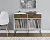 NOVOGRATZ CONCORD TURNTABLE STAND WITH DRAWERS WHITE/OAK - White - N/A