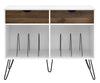 NOVOGRATZ CONCORD TURNTABLE STAND WITH DRAWERS WHITE/OAK - White - N/A