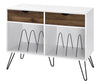 NOVOGRATZ CONCORD TURNTABLE STAND WITH DRAWERS WHITE/OAK - White - N/A