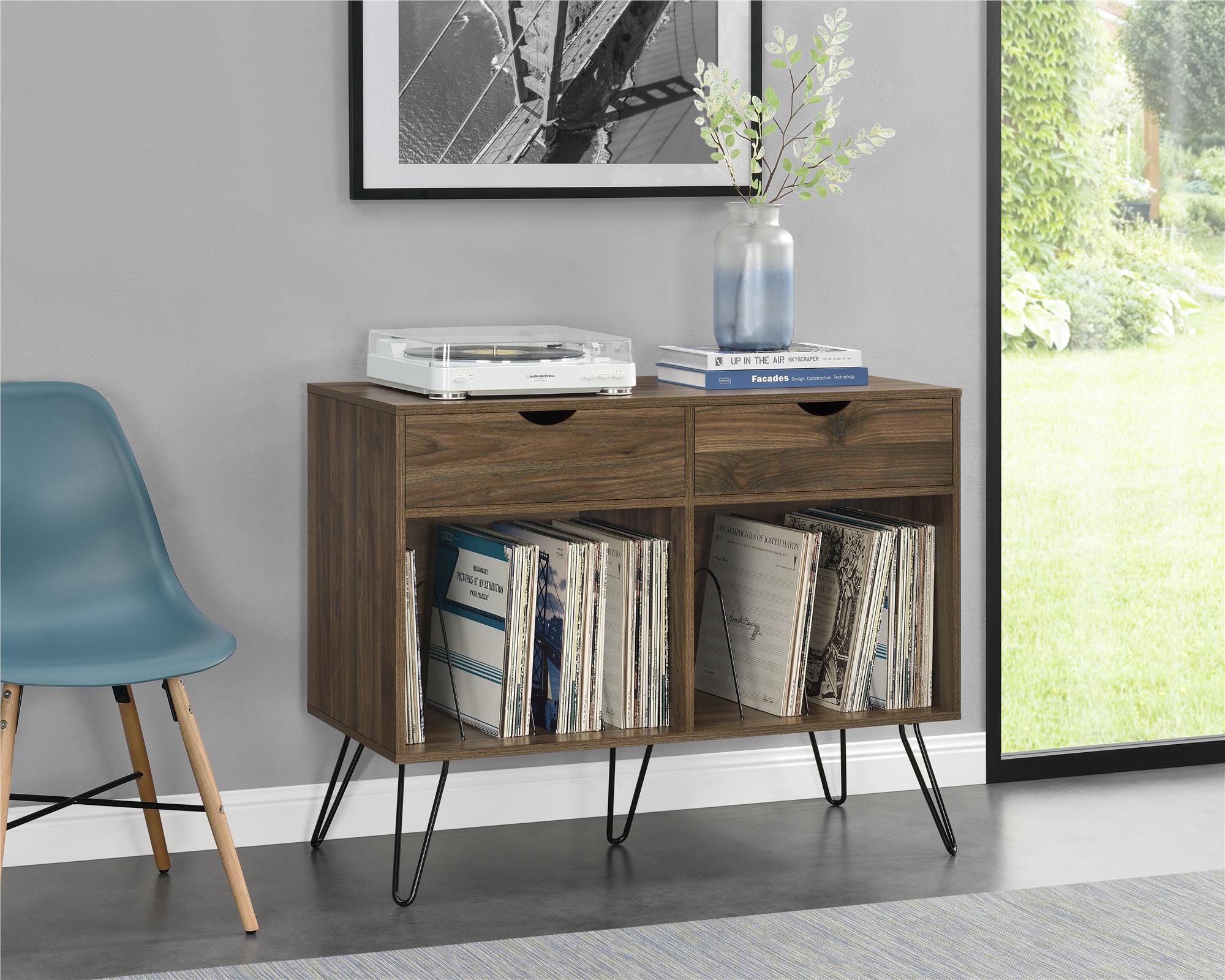 NOVOGRATZ CONCORD TURNTABLE STAND WITH DRAWERS WALNUT – Dorel Home Europe