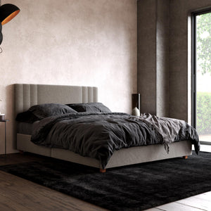 Queer Eye Charis Upholstered Bed, Light Gray Linen, Queen size  - Light Gray - N/A