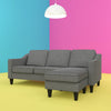 QE Brighton Sectional Sofa Grey Linen - Gray - N/A