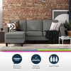 QE Brighton Sectional Sofa Grey Linen - Gray - N/A