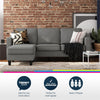 QE Brighton Sectional Sofa Grey Linen - Gray - N/A