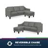 QE Brighton Sectional Sofa Grey Linen - Gray - N/A
