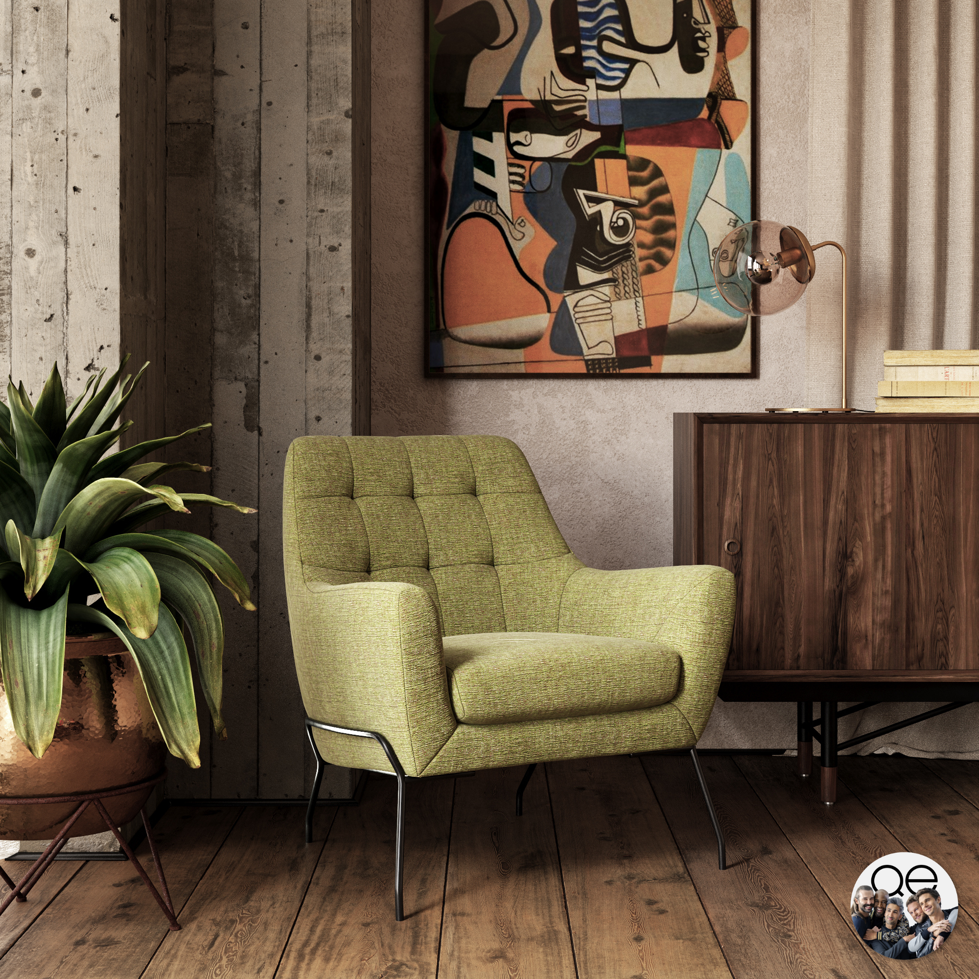 QE Brayden Upholstered Accent Chair Green Dorel Home Europe