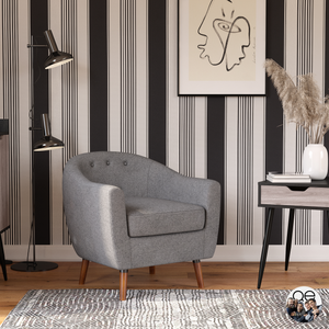 QE Brie Accent Chair Grey Linen - Grey Linen - N/A