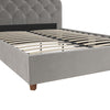 QE Aspen Upholstered Bed L/Grey Velvet King UK - Light Gray - Queen