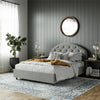 QE Aspen Upholstered Bed L/Grey Velvet King UK - Light Gray - Queen