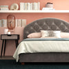 QE Aspen Upholstered Bed L/Grey Velvet King UK - Light Gray - Queen