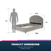 QE Aspen Upholstered Bed L/Grey Velvet King UK - Light Gray - Queen