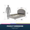 QE Aspen Upholstered Bed L/Grey Velvet King UK - Light Gray - Queen