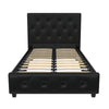 Dakota Upholstered Bed Black PU Single UK - Black Faux Leather