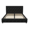 Dakota Upholstered Bed Black PU Double UK - Black Faux Leather