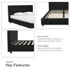 Dakota Upholstered Bed Black PU King UK - Black Faux Leather