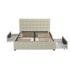 COSMOLIVING ELIZABETH BED DOUBLE UK IVORY VELVET (BOX 1/2) - Ivory - N/A