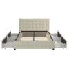 COSMOLIVING ELIZABETH BED DOUBLE UK IVORY VELVET (BOX 1/2) - Ivory - N/A